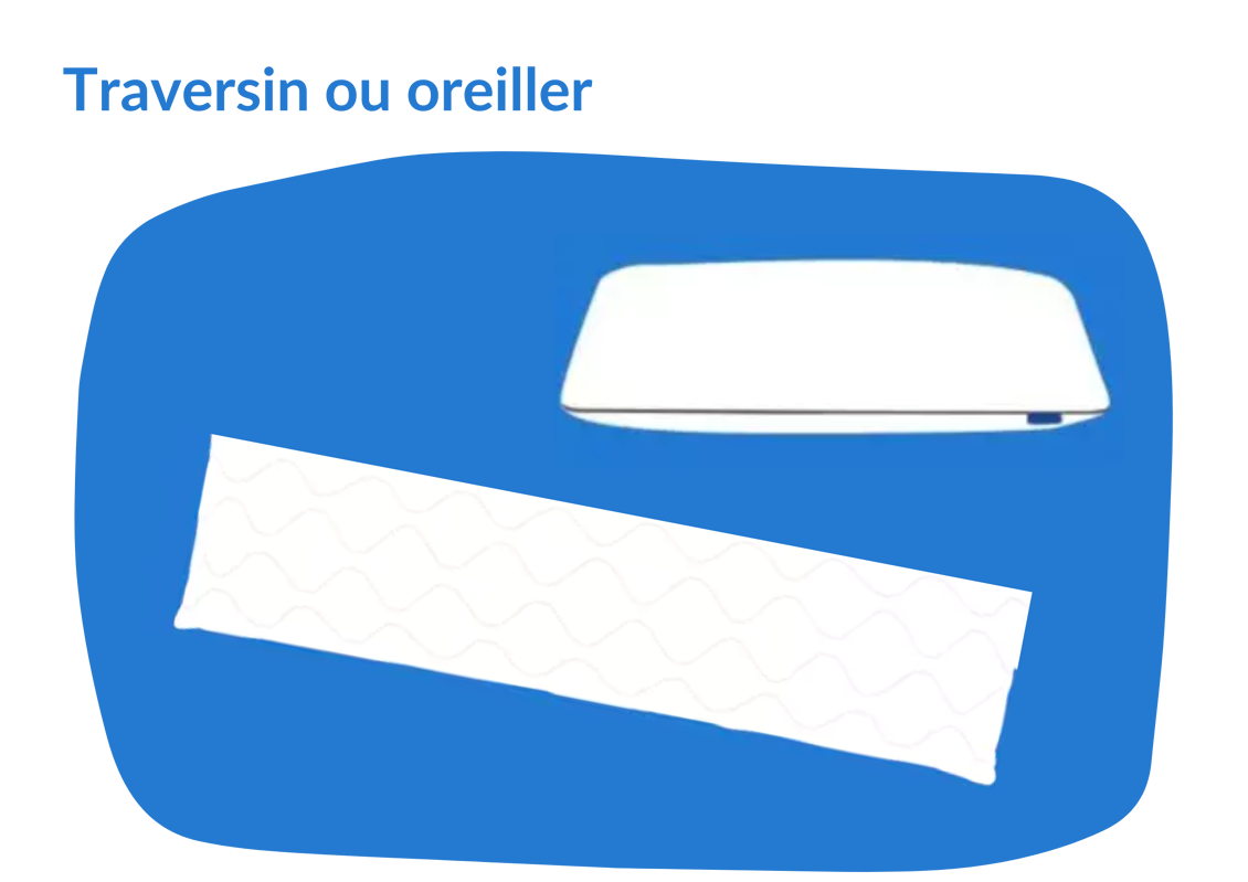 Traversin 140 cm, Production française, Bleu Câlin