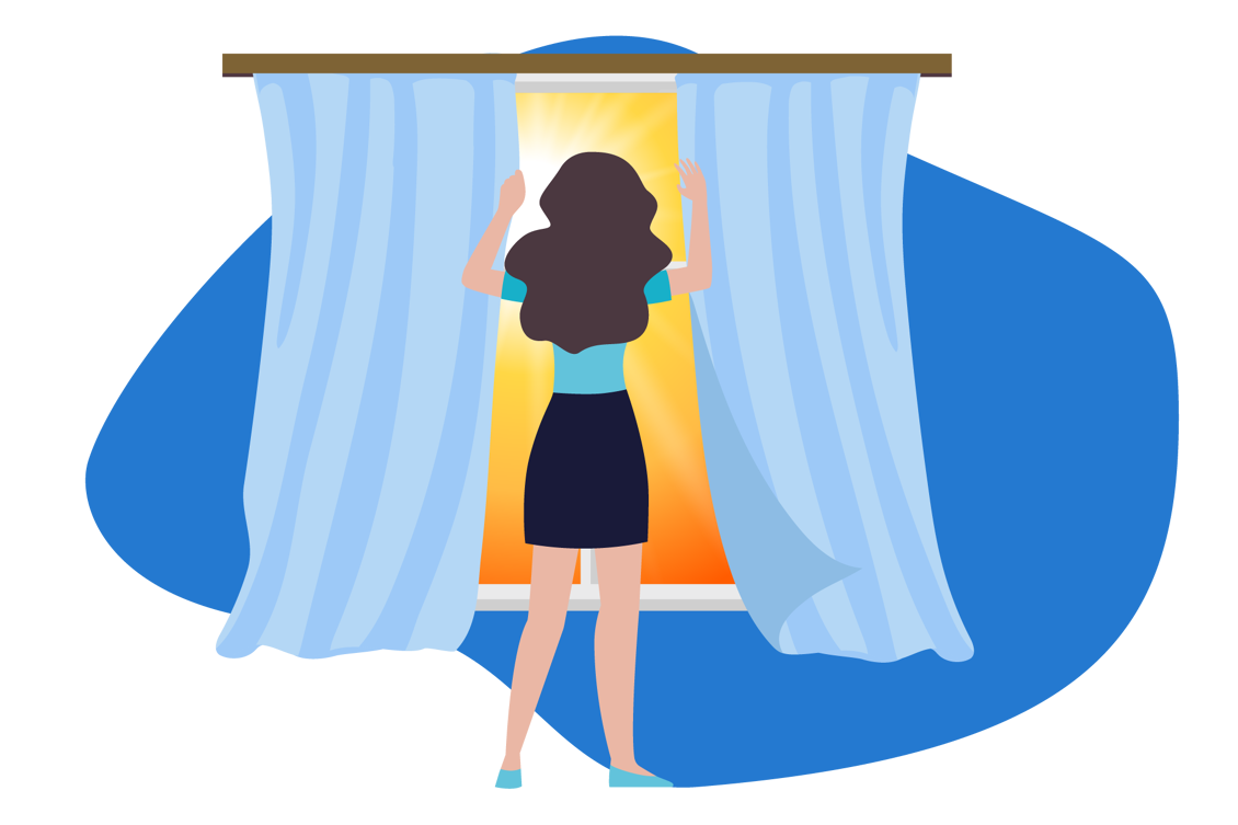 femme fermant les stores