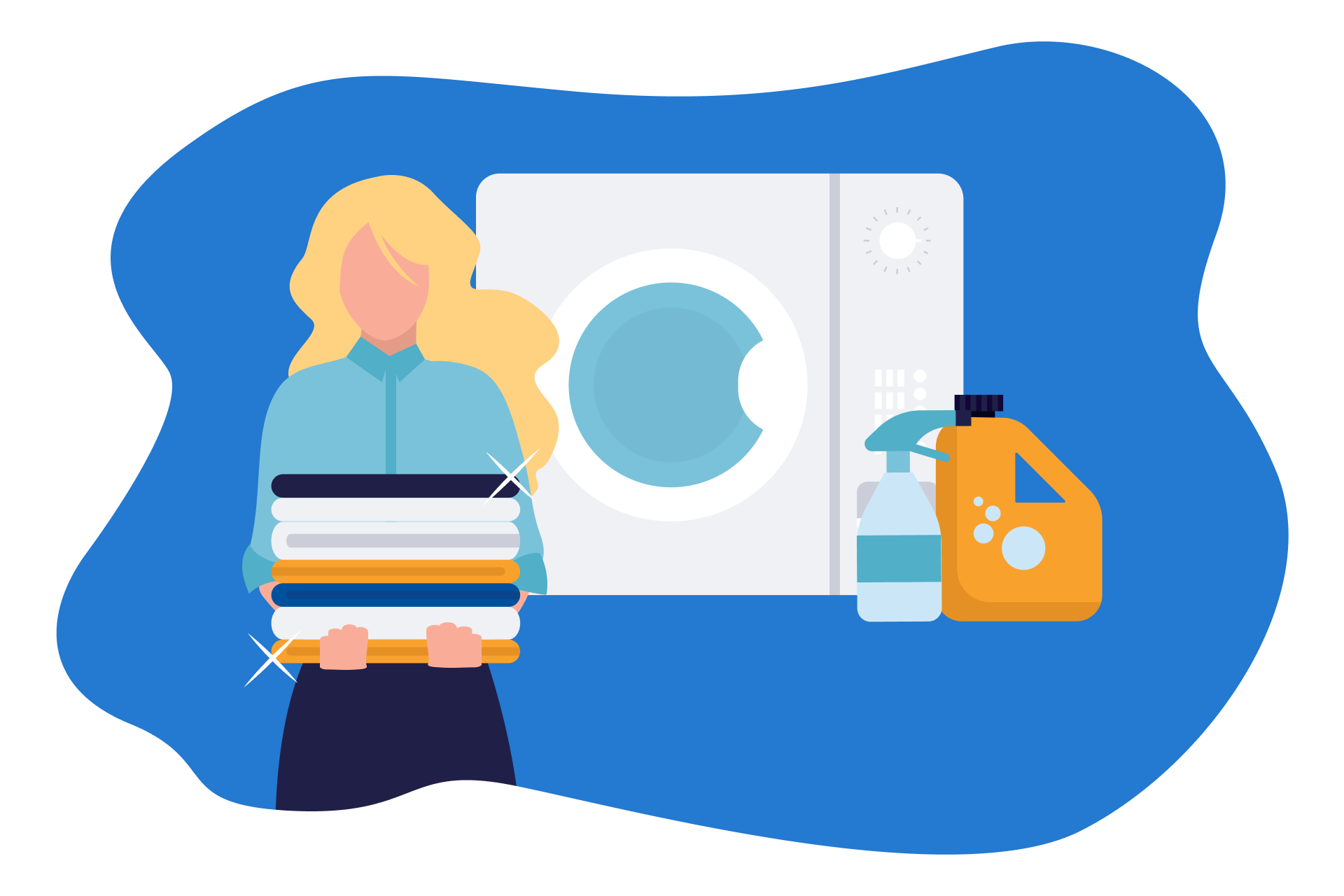 femme avec des vêtements fraîchement lavés