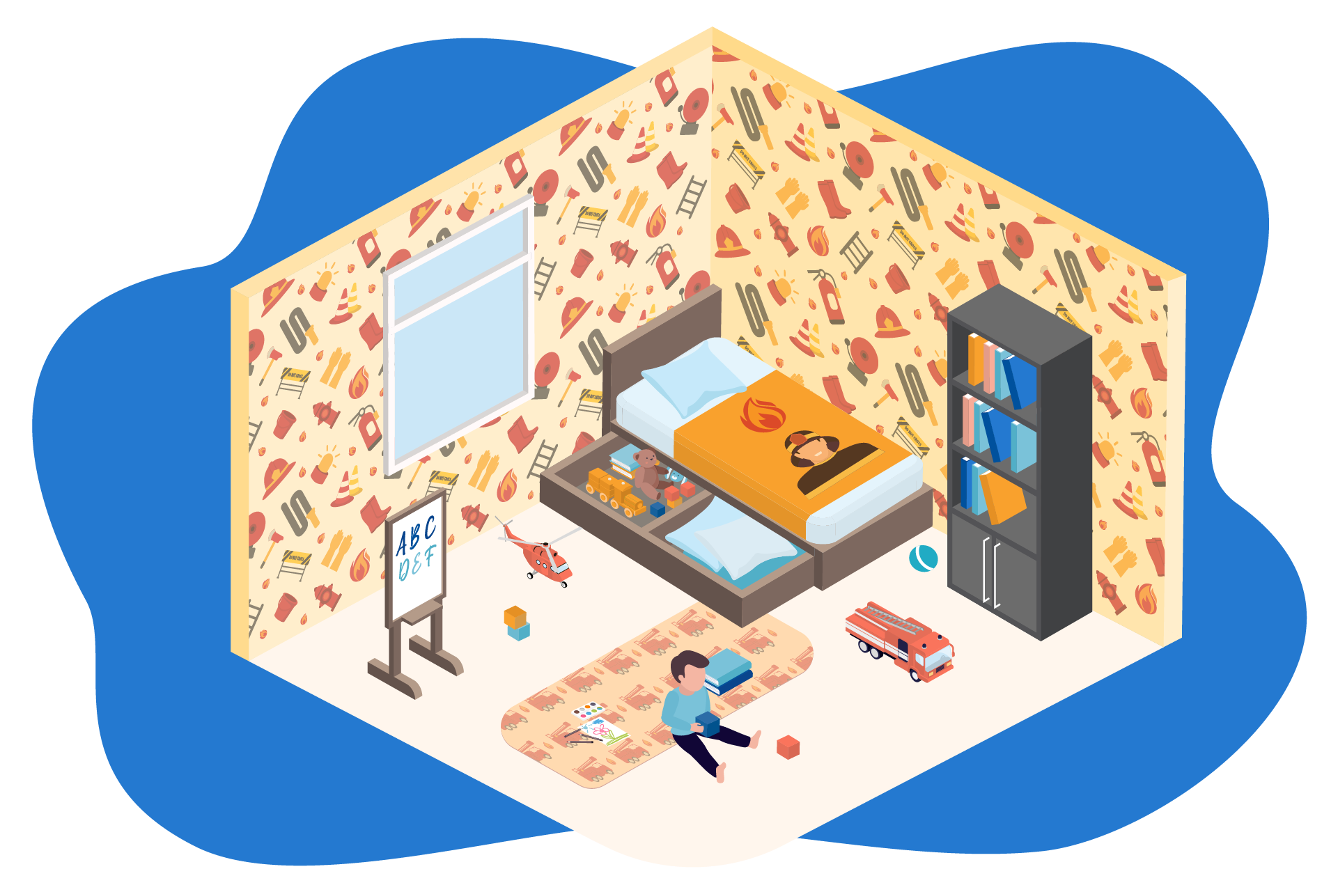 decoration camion de pompier chambre enfant