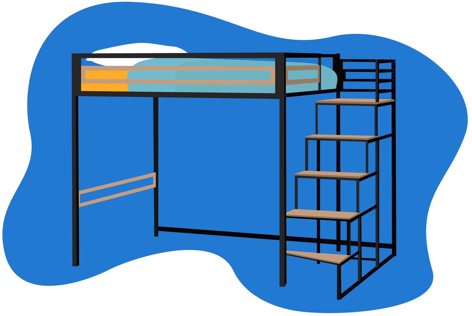 Lit mezzanine 2 places adultes