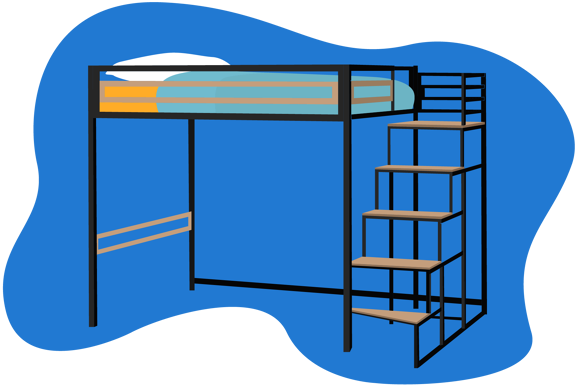 Lit mezzanine 2 places adultes