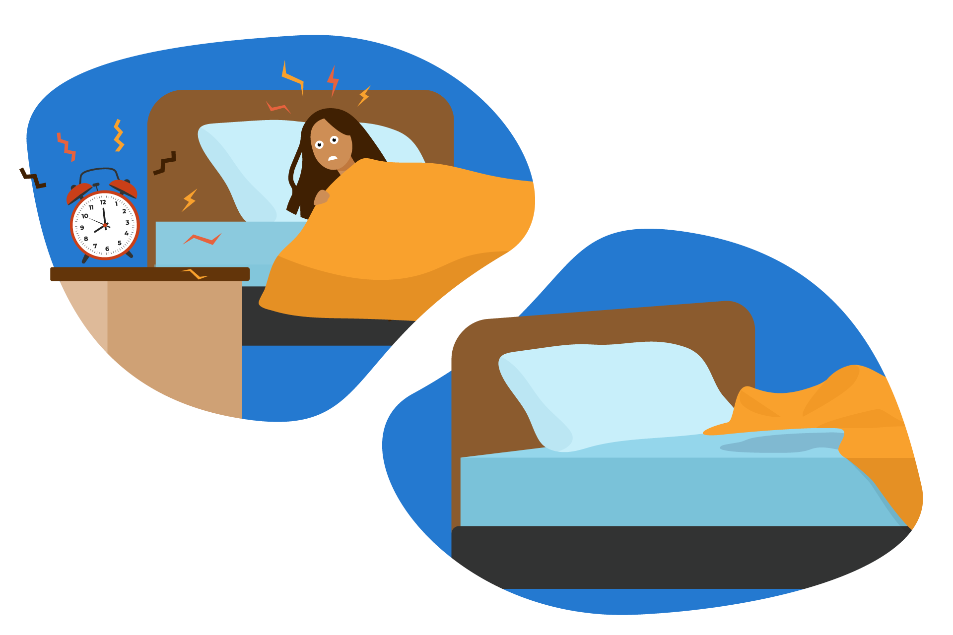 Femme se réveillant avec le réveil