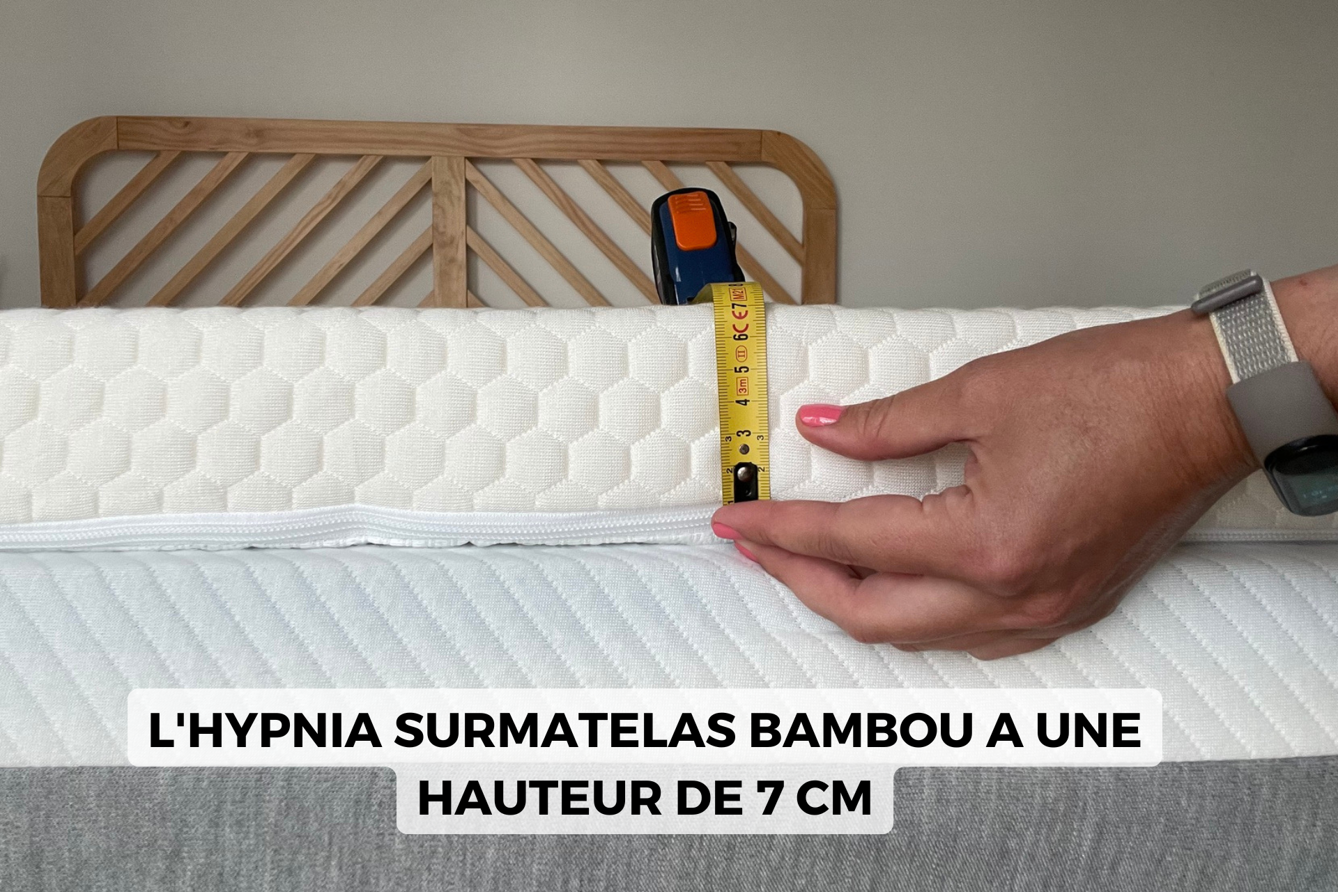 Surmatelas Rafraîchissant En Bambou 180x200 Cm - Épaisseur 2,5 Cm - Poche Profonde (20-50 Cm) - Soulage Le Dos - Gris
