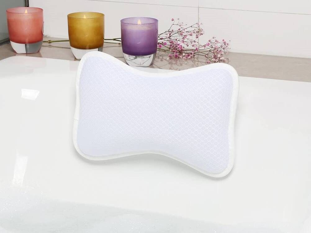 Coussin, oreiller de bain avec ventouses pour baignoire, spa, jacuzzi -  blanc EGK803 - Conforama