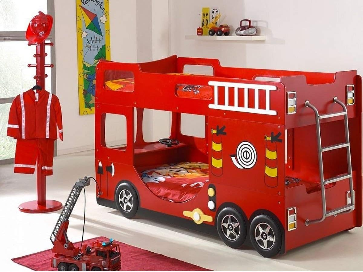Lit superposé camion de pompier rouge Vipack