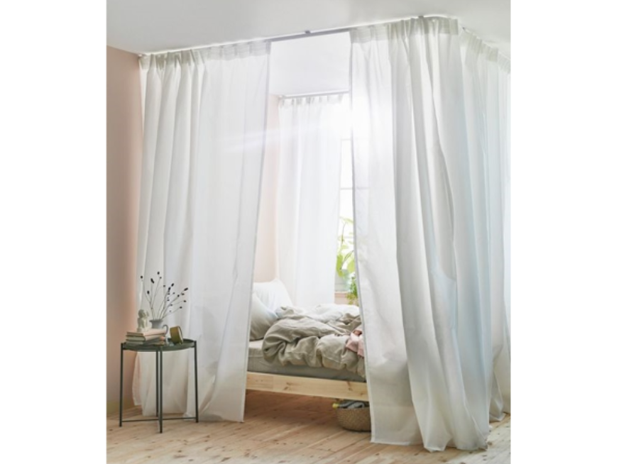 Rideau De Lit 3D Occultant Pour Dortoir - Ciel De Lit Paysage Mer 1.2x2m Anti-Poussière Moustiquaire