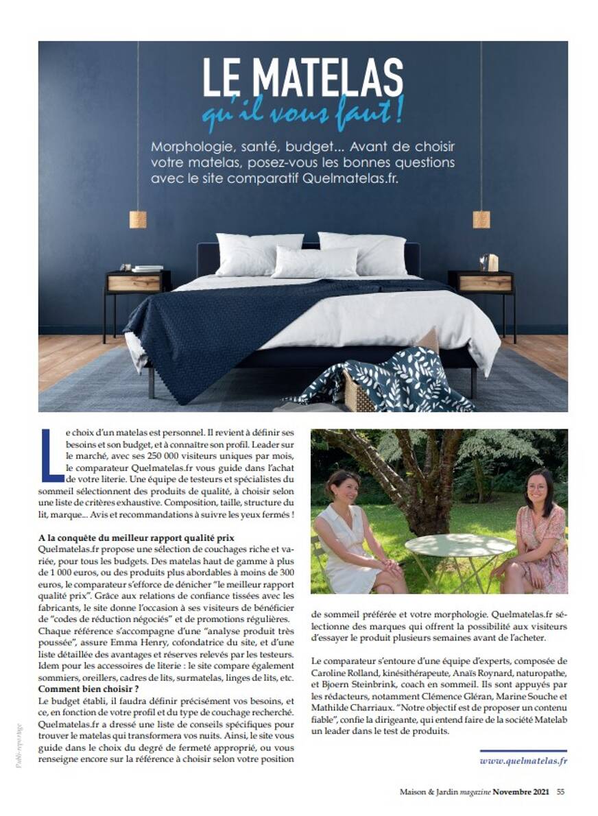 article quelmatelas dans maison et jardin